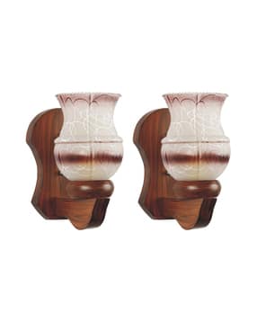somil Wooden Wall Lamp with Hand-Decorated Glass Shade-picture-16