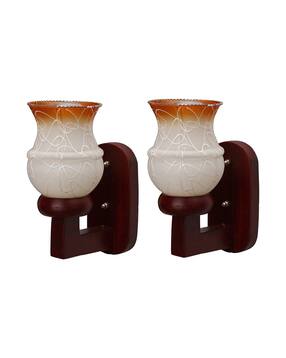 somil Wooden Wall Lamp with Hand-Decorated Glass Shade-picture-34
