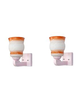 somil Set of 2 LED Wall Lamps with Hand-Painted Glass Shades-picture-32