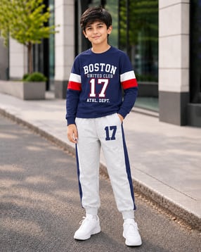 trampoline Boys Typography Print Pants & T-Shirt Set-picture-24