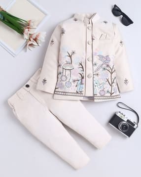 fourfolds Boys Embroidered Sherwani Kurta Set-picture-13