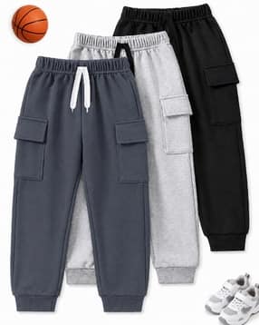 kuchipoo Boys Pack of 3 Mid-Rise Relaxed Fit Cargo Pants-picture-35