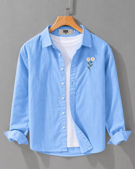 Buda Jeans Co Men Embroidered Regular Fit Shirt - Image 1