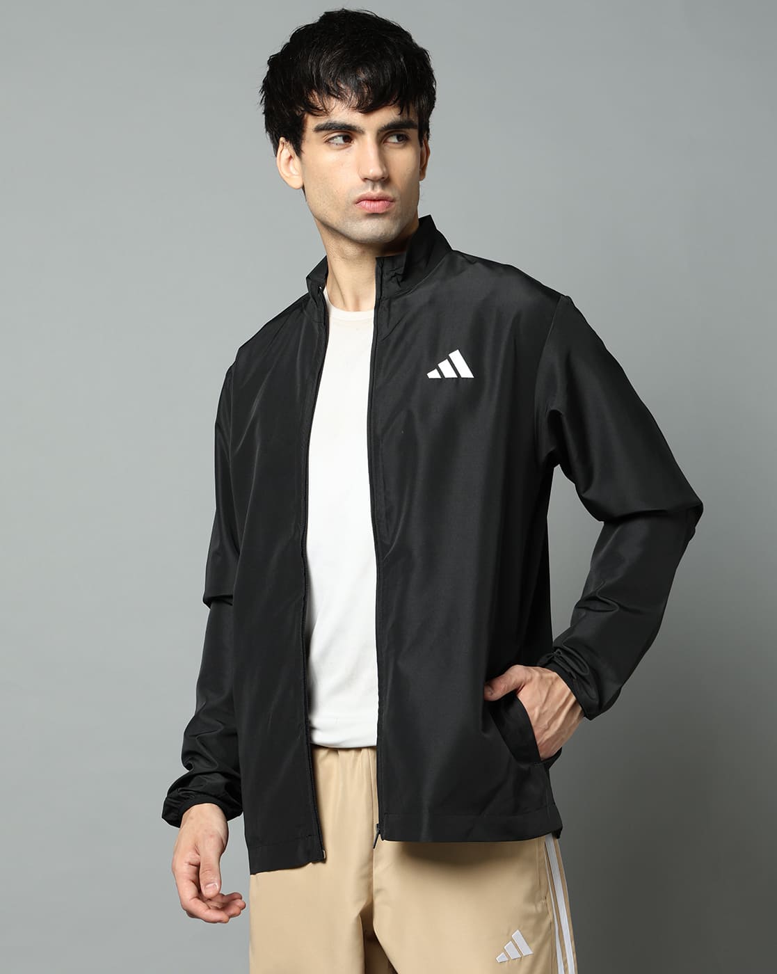 ADIDAS Men Logo T Top WV Regular Fit Track Jacket