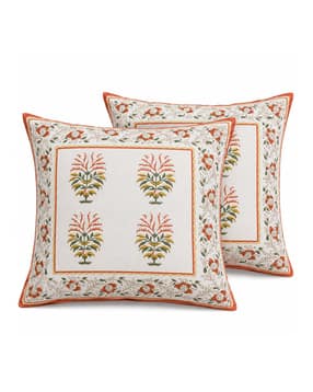 zensha decor Set of 2 Floral Print Square-Shaped Cushion Cover-picture-38