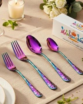 manishaware Pack of 24 Floral Design Cutlery Sets-picture-41